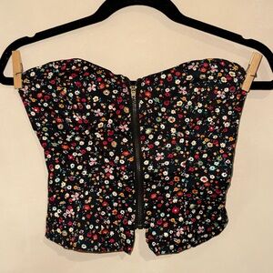 American Rag Black Floral Crop Top